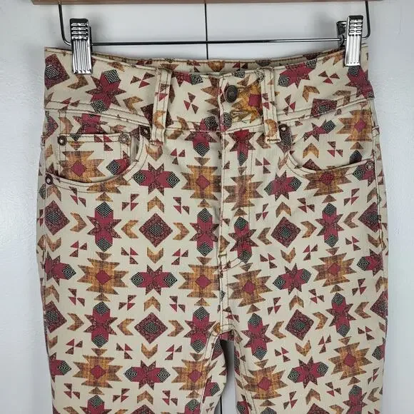 NWOT Free People We The Wild Child Printed Skinny Jeans Raw Hem | Size 25 - Picture 8 of 15